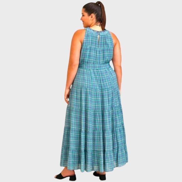  Torrid Plus Size Maxi Lindsay Plaid Hi-Lo Tiered Dress 3X 👗 - Picture 10 of 15